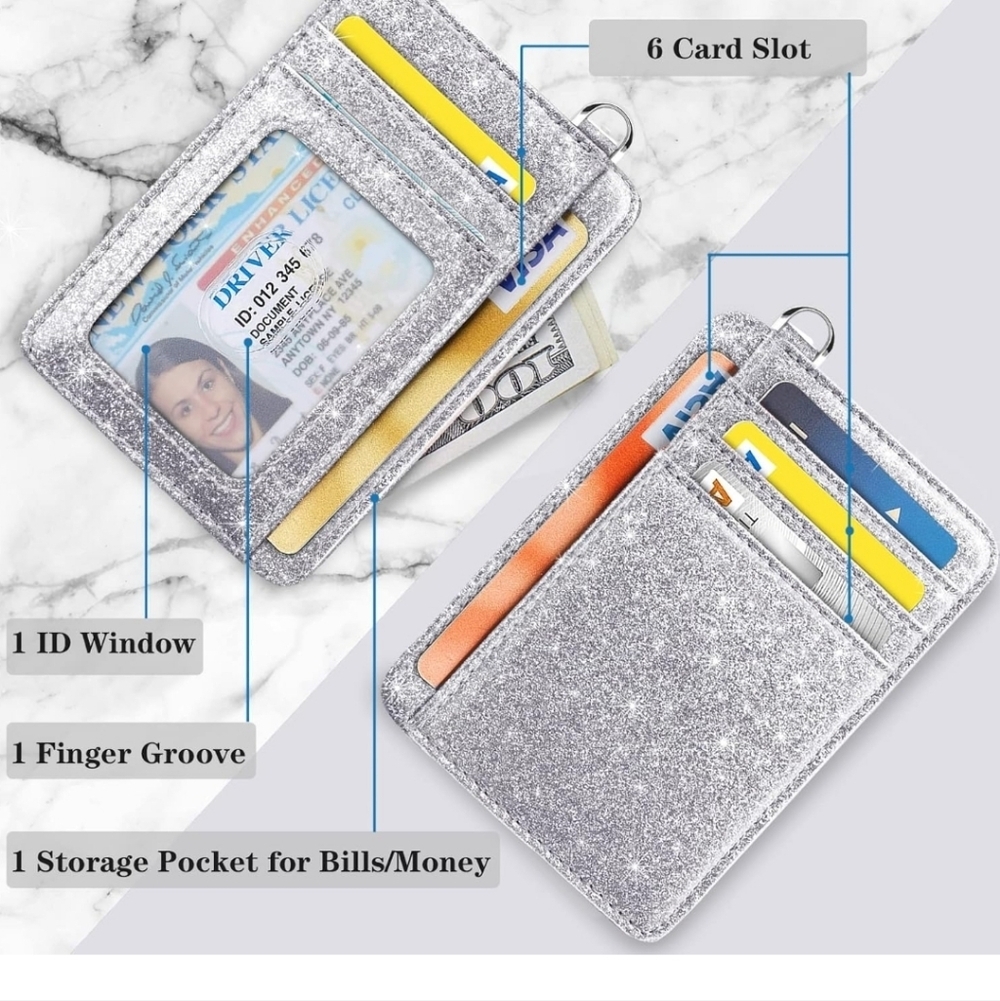 Silver Glitter Card Holder Wallet